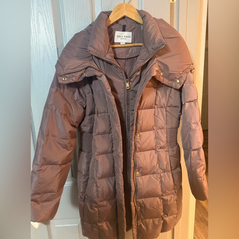EUC, Cole Haan Women's Rare Mauve Taffeta Puffer Coat, Very Wam & Stylish